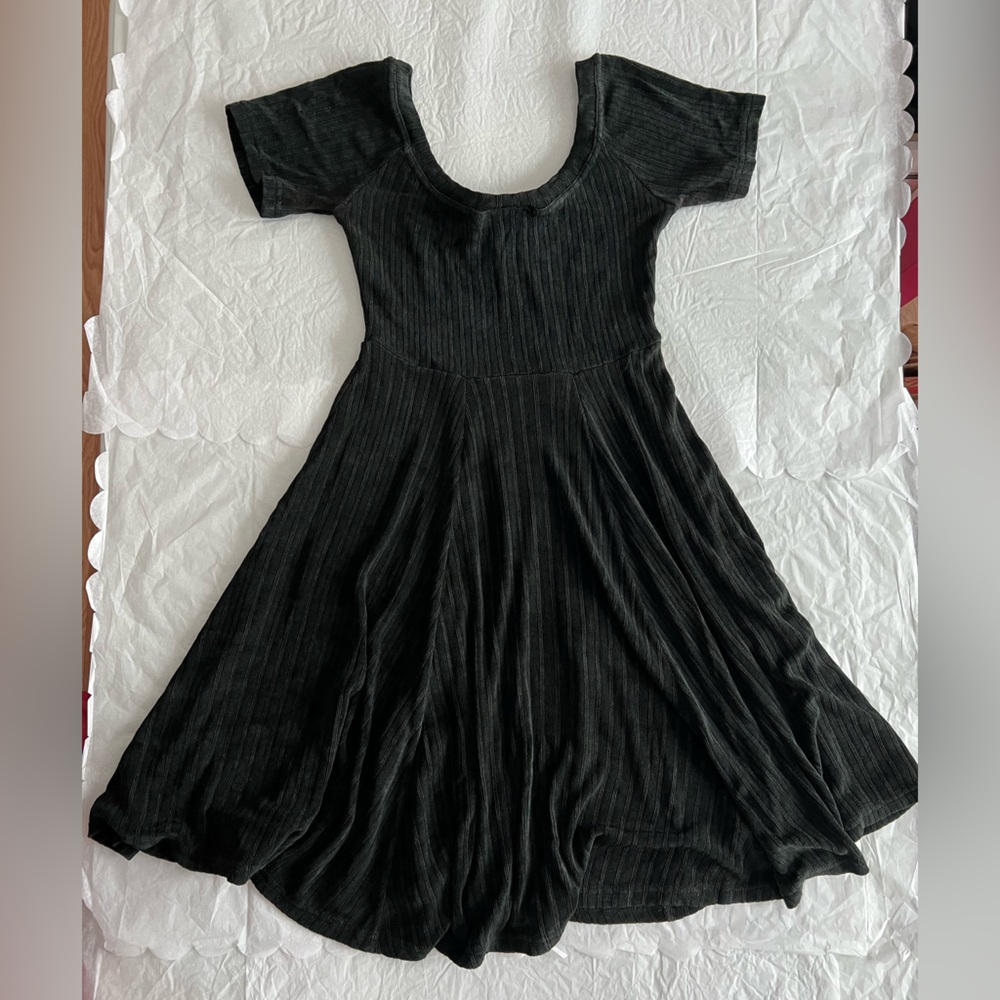 90s Little Black Dress twirl circle skirt short slv scoop back X:S boutique sz M